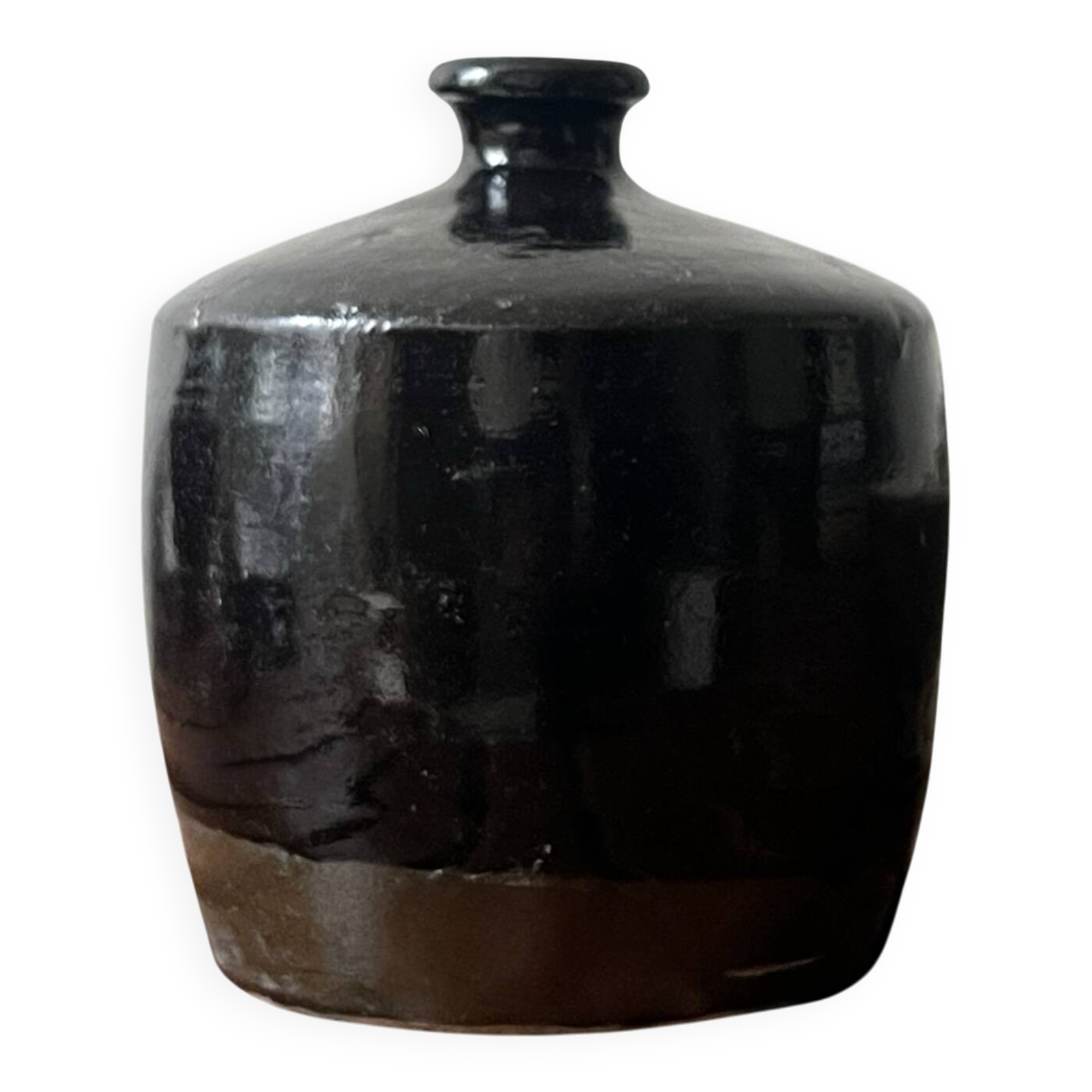 Stoneware vase with tenmoku black glaze wabi sabi, Southern China 19th / early 20th century.