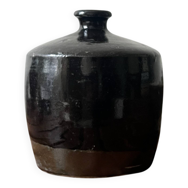 Vase en grès émail tenmoku noir wabi sabi,Chine du Sud XIXe /Déb.XXe siècle