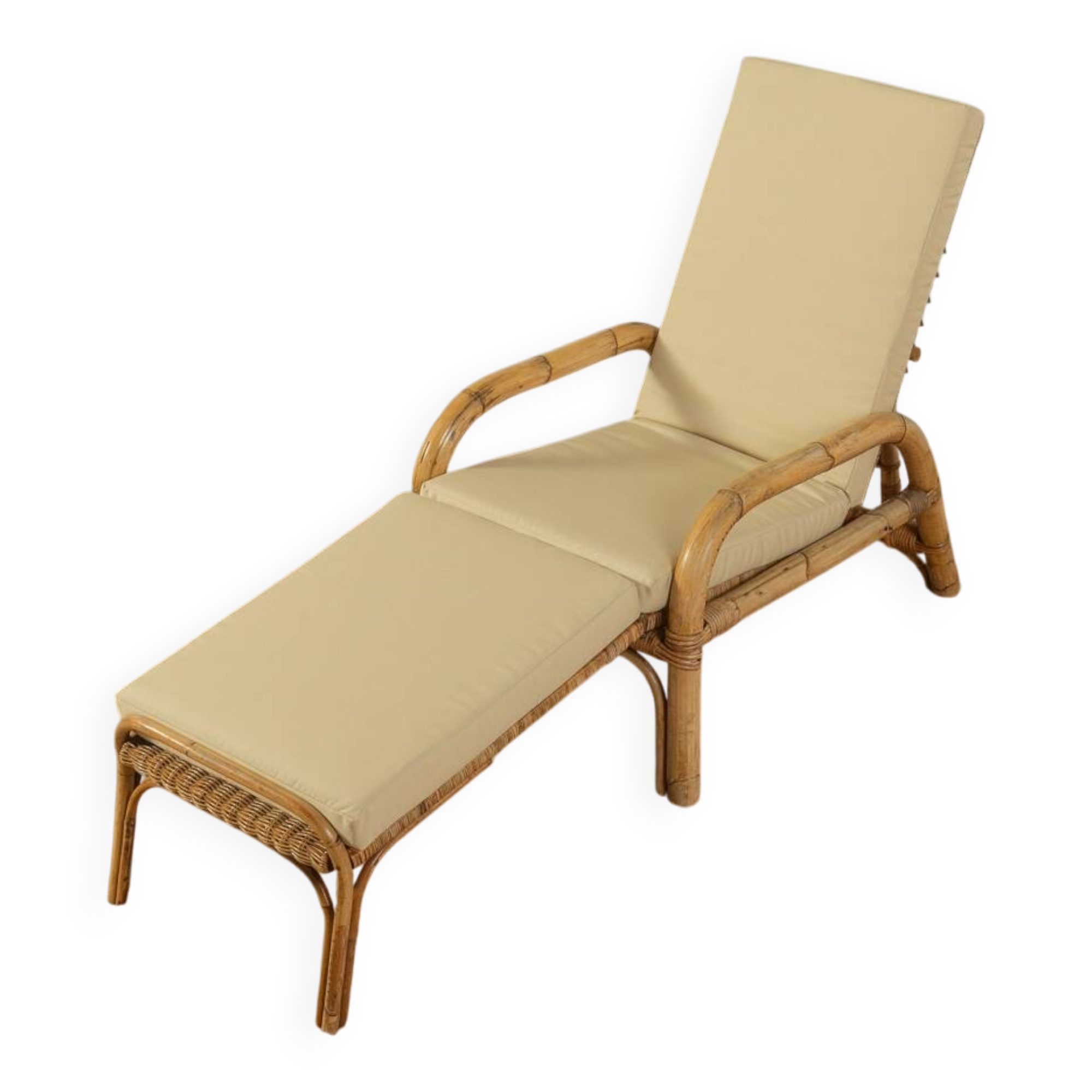 1960s bamboo foldable lounge chair