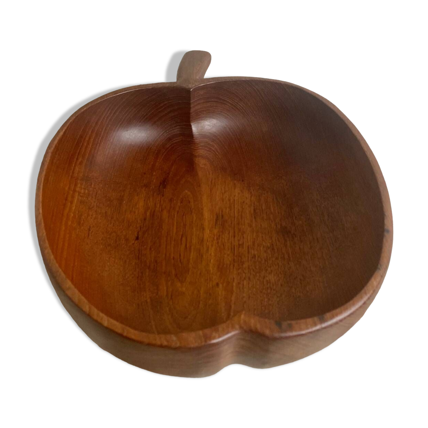 Fruit bowl, apple-shaped salad bowl in teak