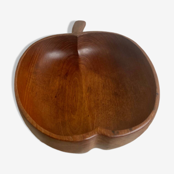 Fruit bowl, teak apple-shaped salad bowl