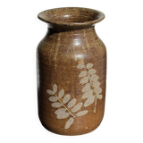 Vase en grès à motifs végétaux stylisés