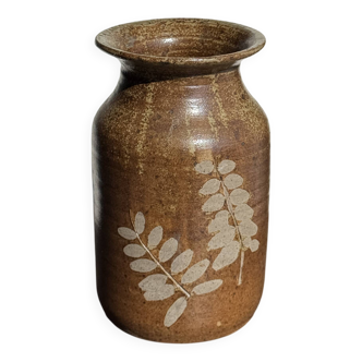 Vase en grès à motifs végétaux stylisés
