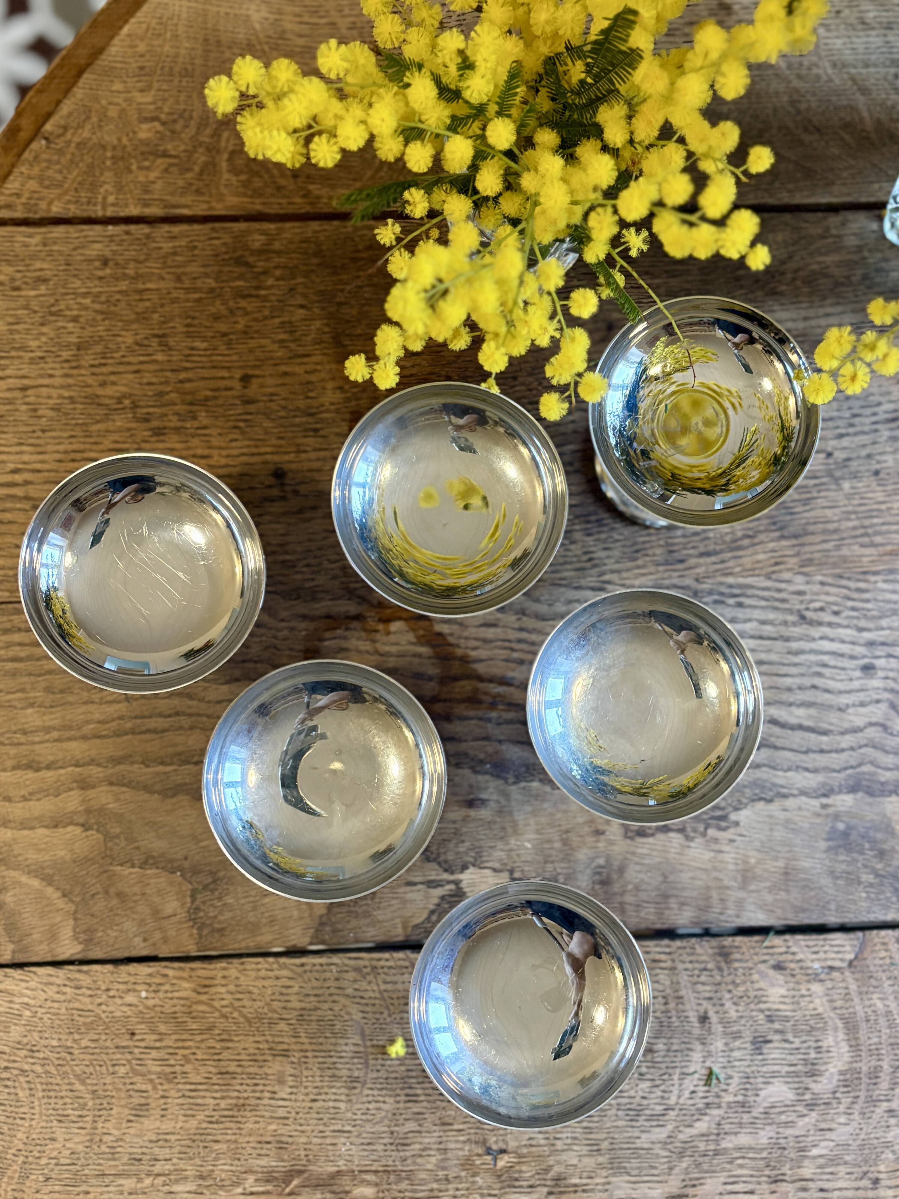 Lot de 6 coupes à dessert vintage en inox