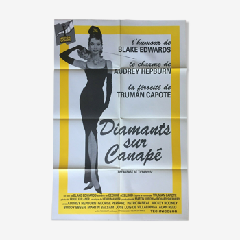 Affiche cinéma "Diamants sur Canapé" Audrey Hepburn 80x120cm 1980