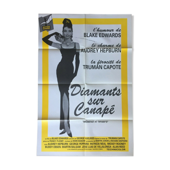Affiche cinéma "Diamants sur Canapé" Audrey Hepburn 80x120cm 1980