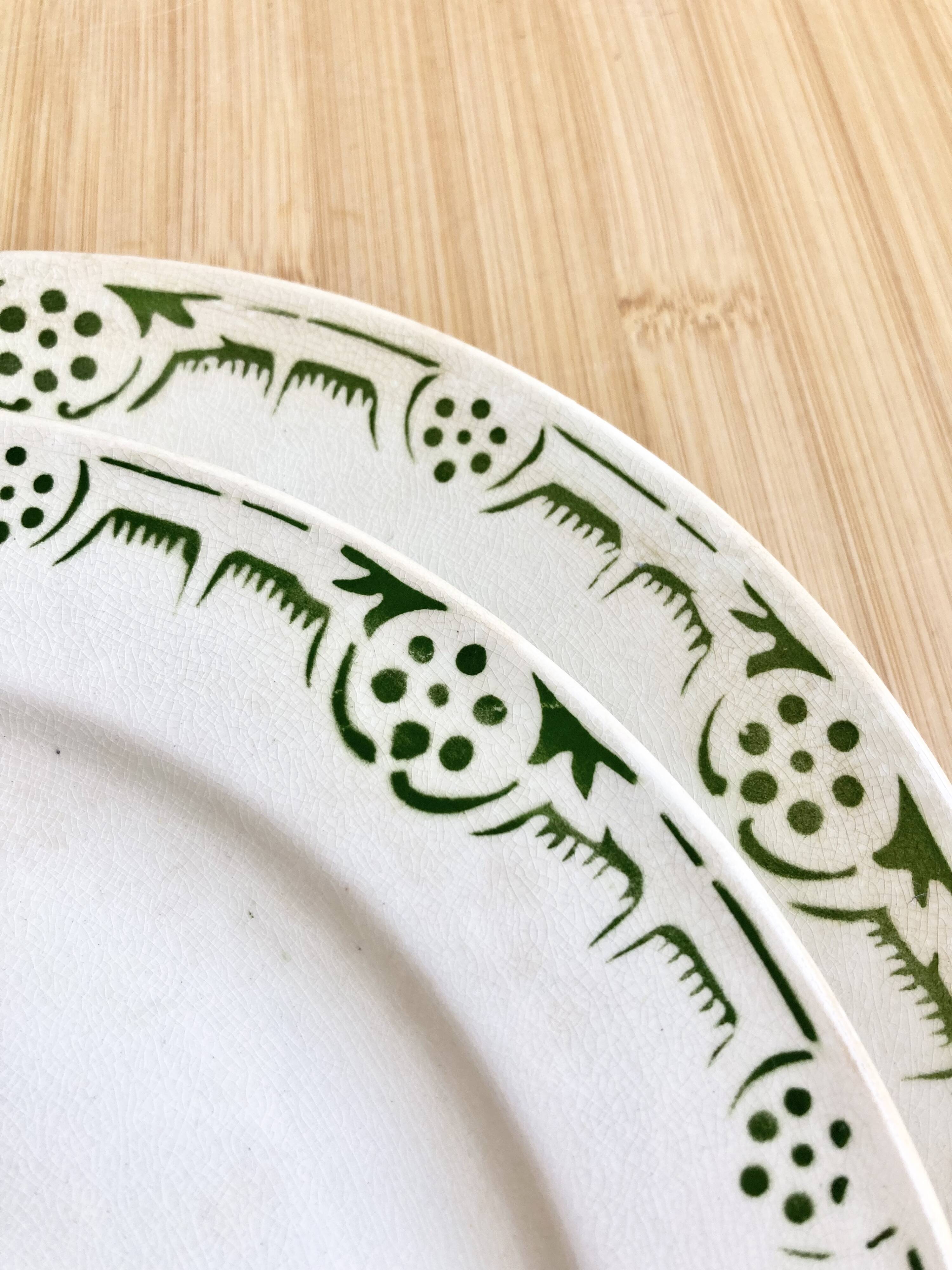 Duo of Badonviller Art Deco Iron Earth plates