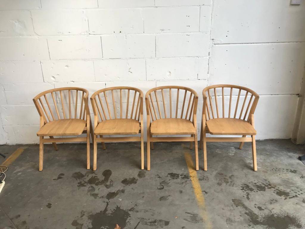 4 V-shaped wooden bistro chairs