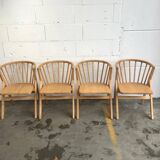 4 V-shaped wooden bistro chairs