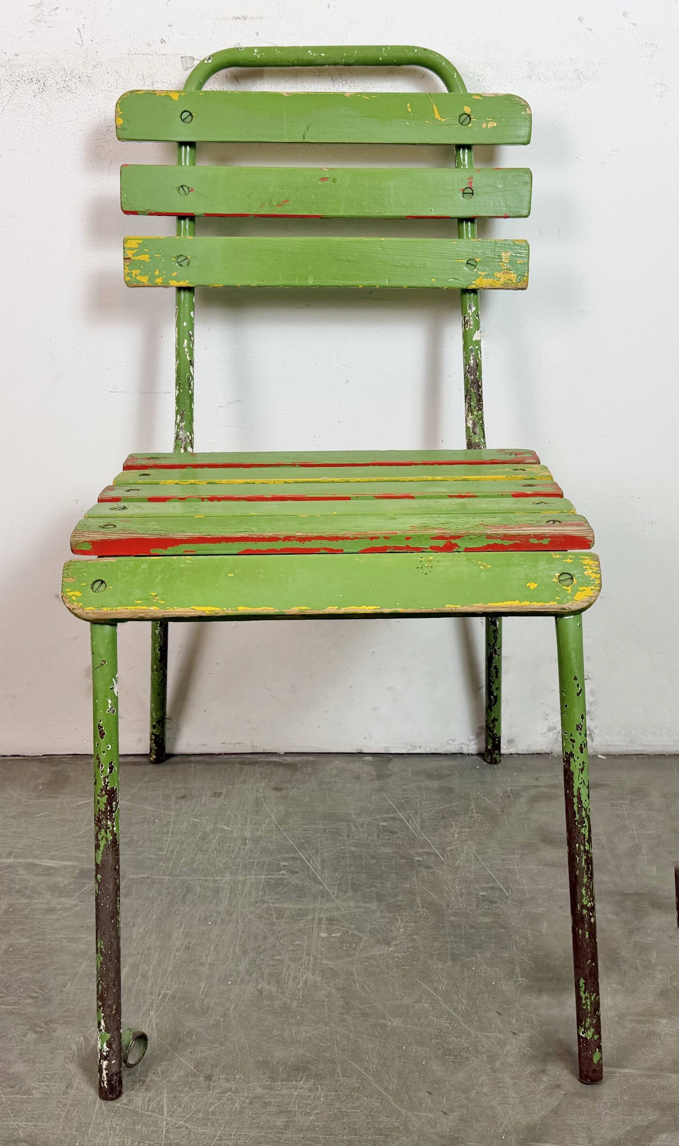 Chaise industrielle verte vintage, années 1960