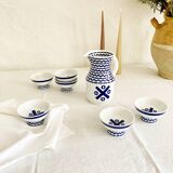 Set of six Sargadelos porcelain wine glasses and pitcher