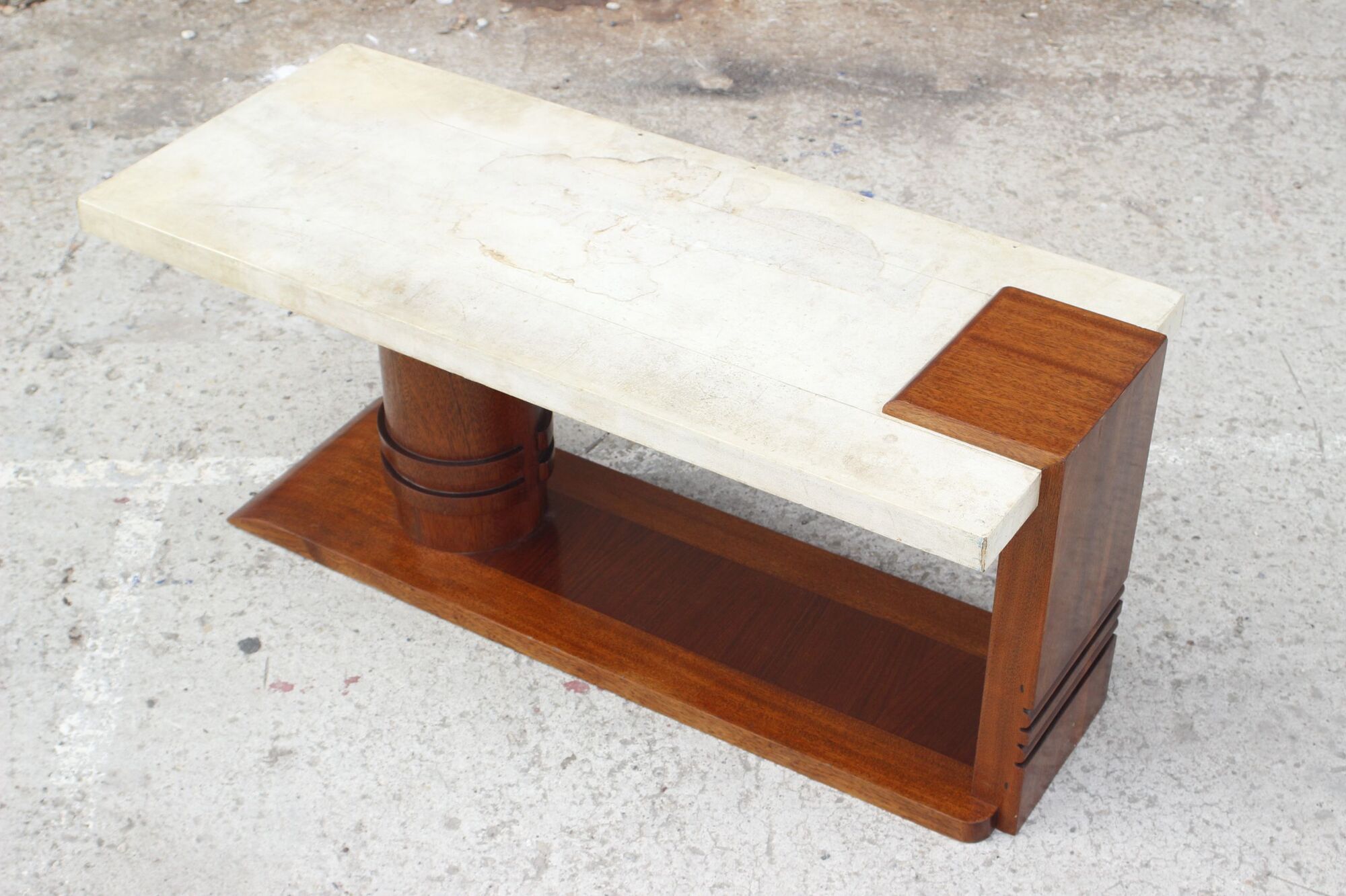 Coffee table in wood and parchment, France, 1930s