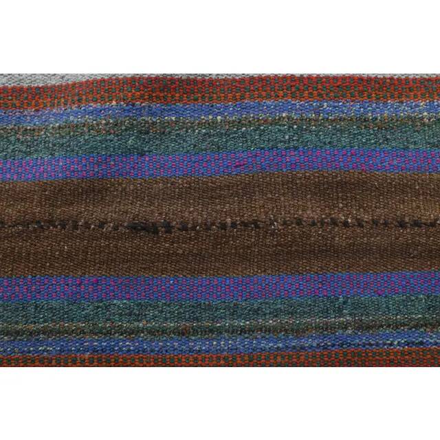 Vintage Turkish Hand-Knotted Wool Cotton Purple Kilim Area Rug 140x160