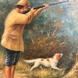 Oil Painting Panel HSP EDWARD WEBB Hunting Dog Forest