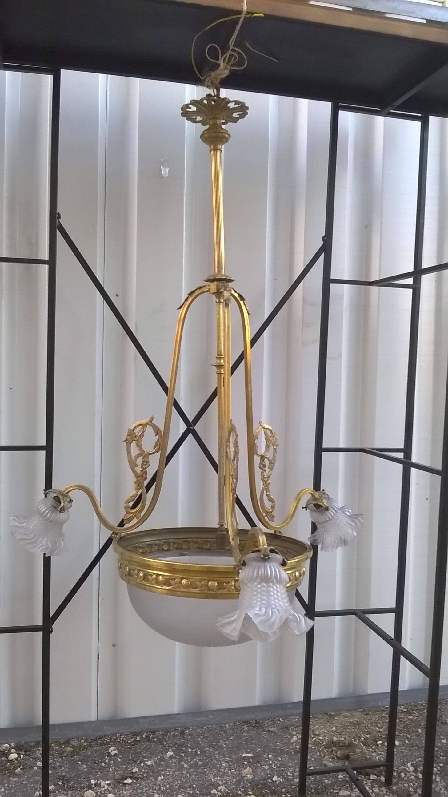 Brass Chandelier And Glass Paste Napoleon III