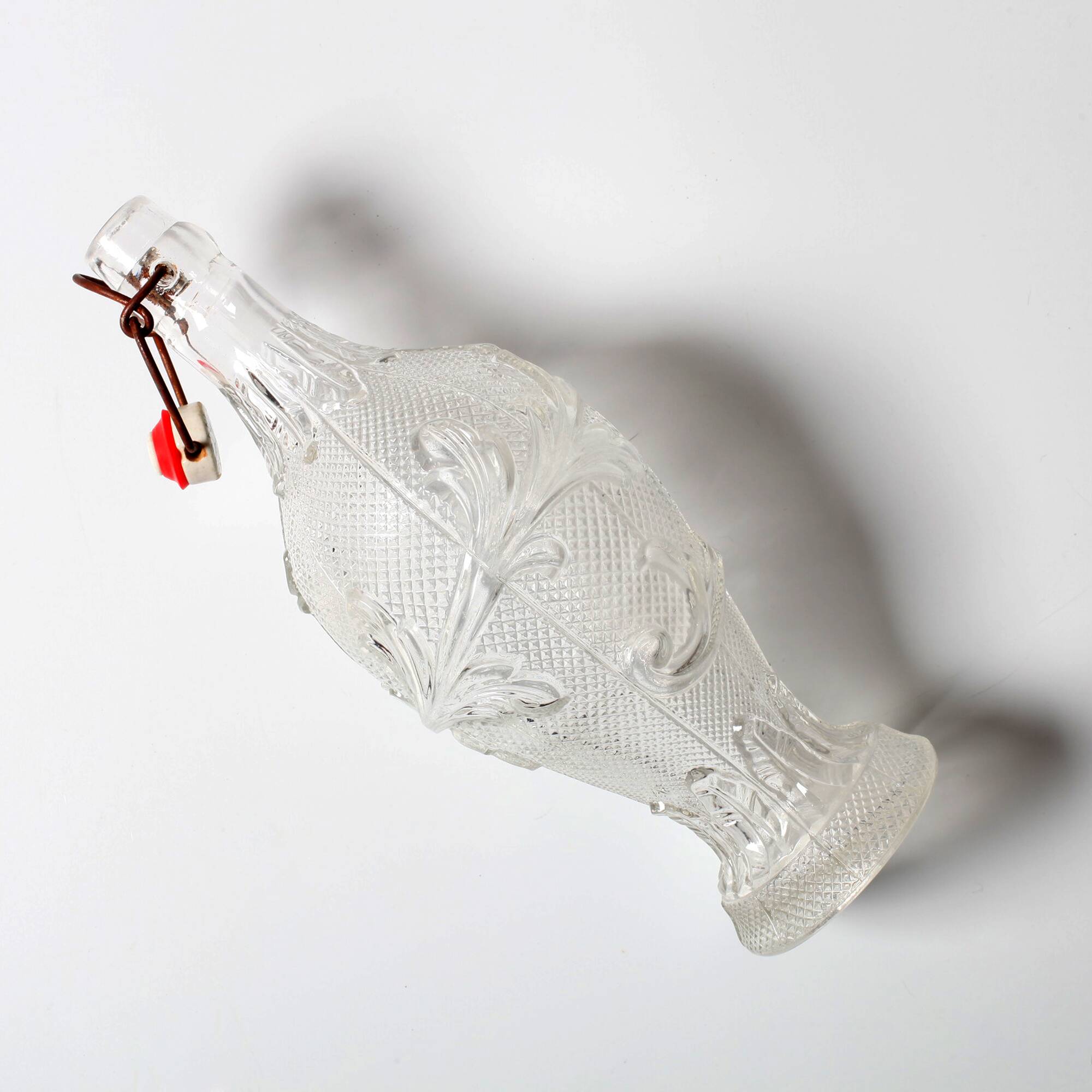Italian Glass Bottle with Ceramic Stopper / Polveri Alberani / 1950s–1970s