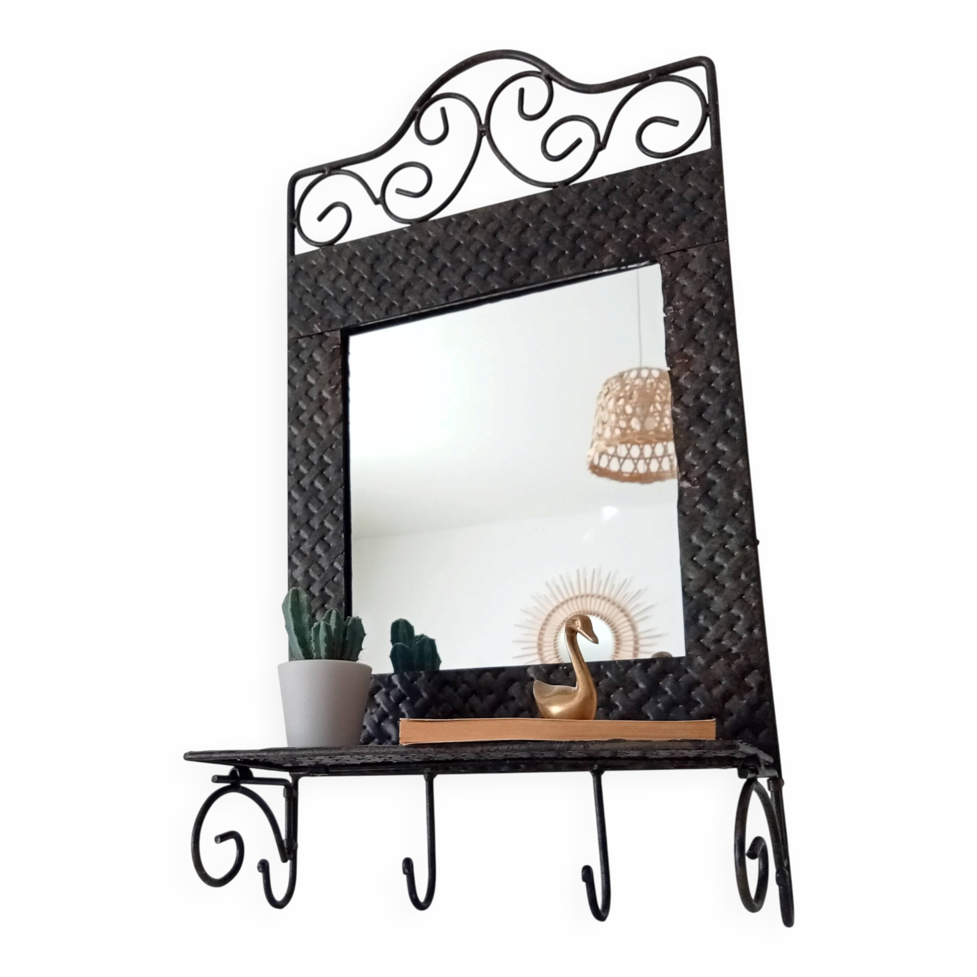 Vintage wrought iron tablet mirror