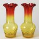 Paire de vases en verre soufflé amberina 60s