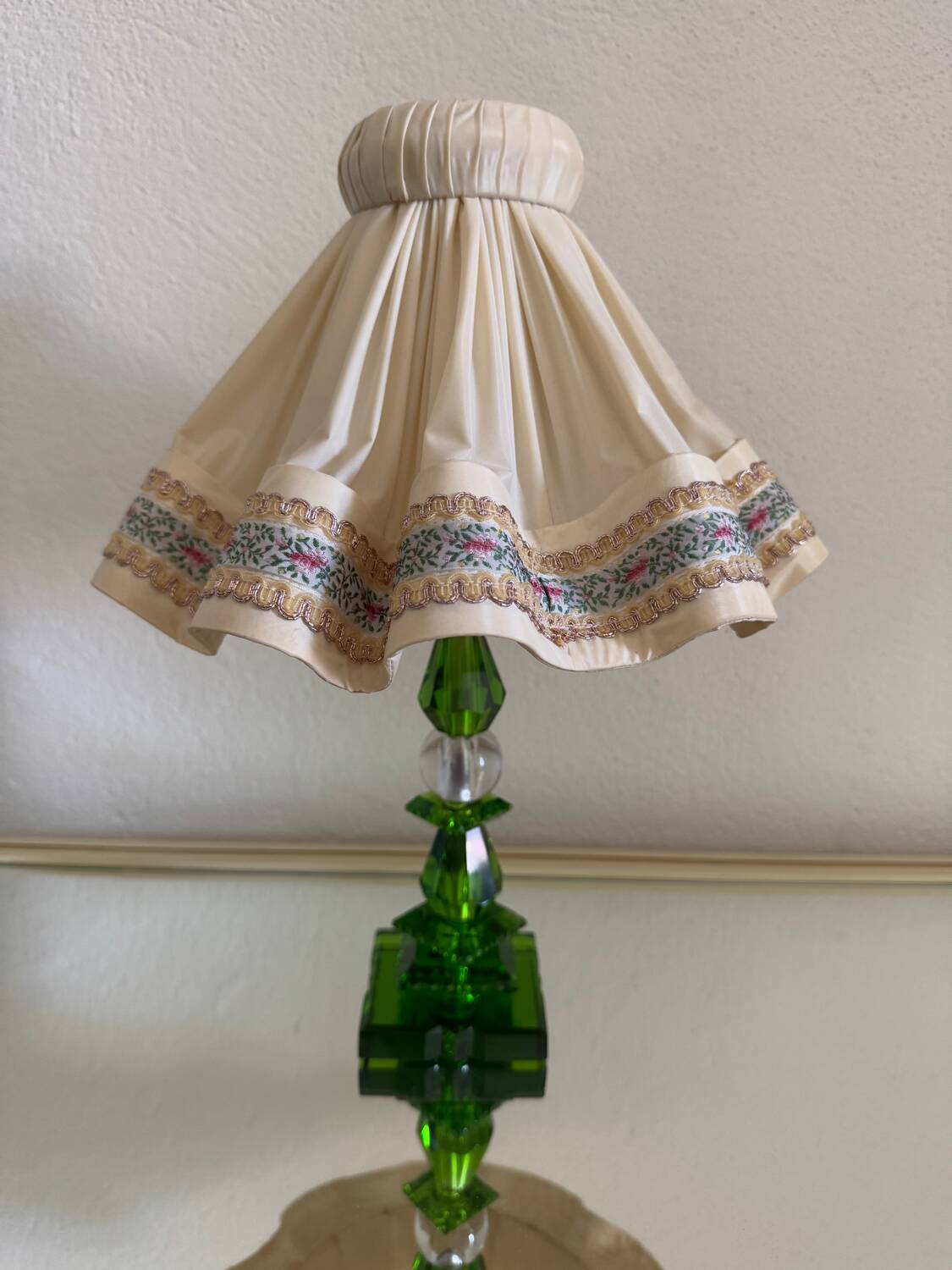 Lampe cristal émeraude Art Déco