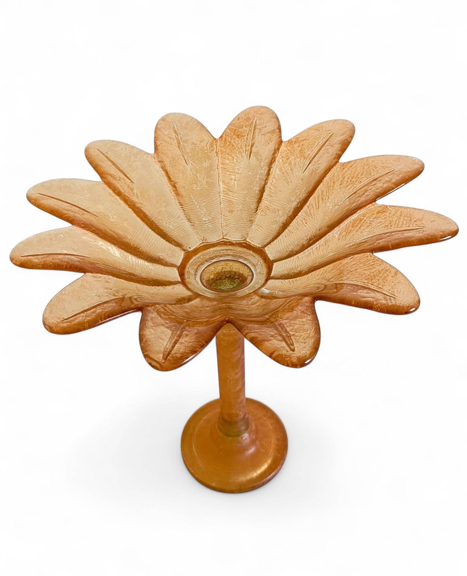 Art Nouveau Glass Compote Vase, Palm Tree Design, French, Early 20th-C