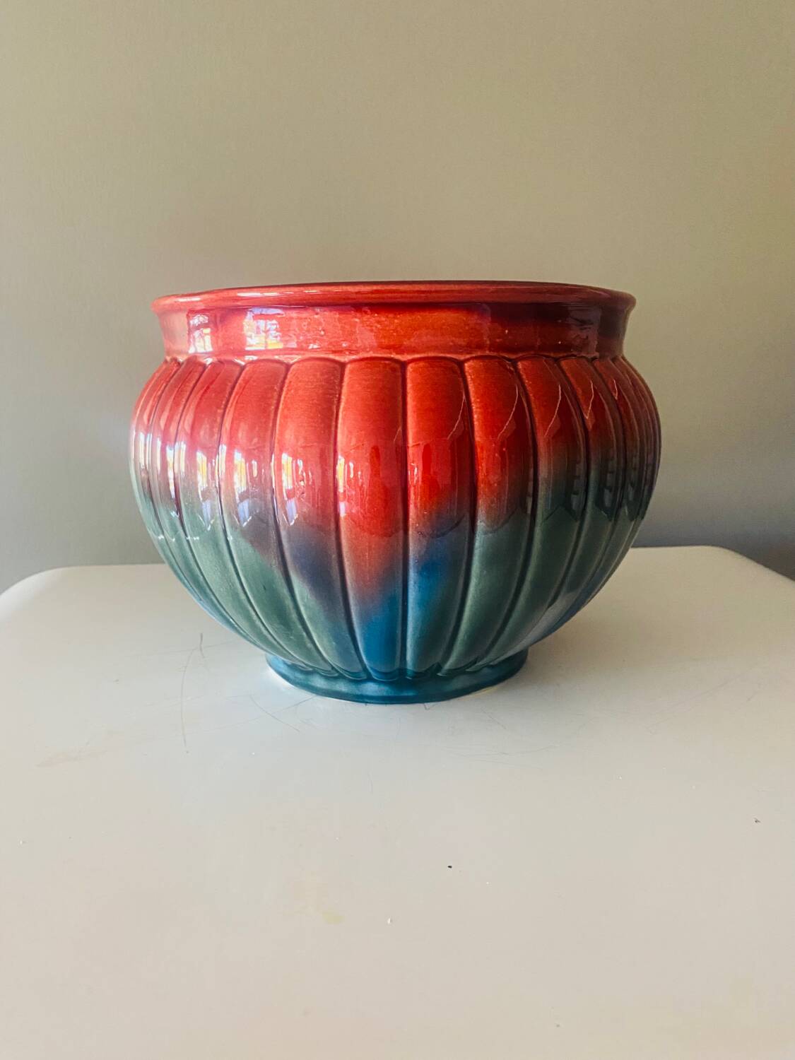 Sarreguemines Art Deco ceramic flowerpot