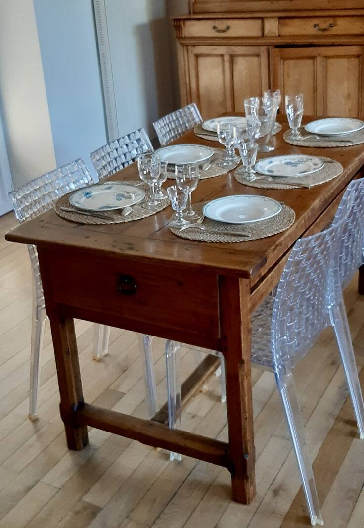 Table de ferme ancienne en bois de hêtre XIXème