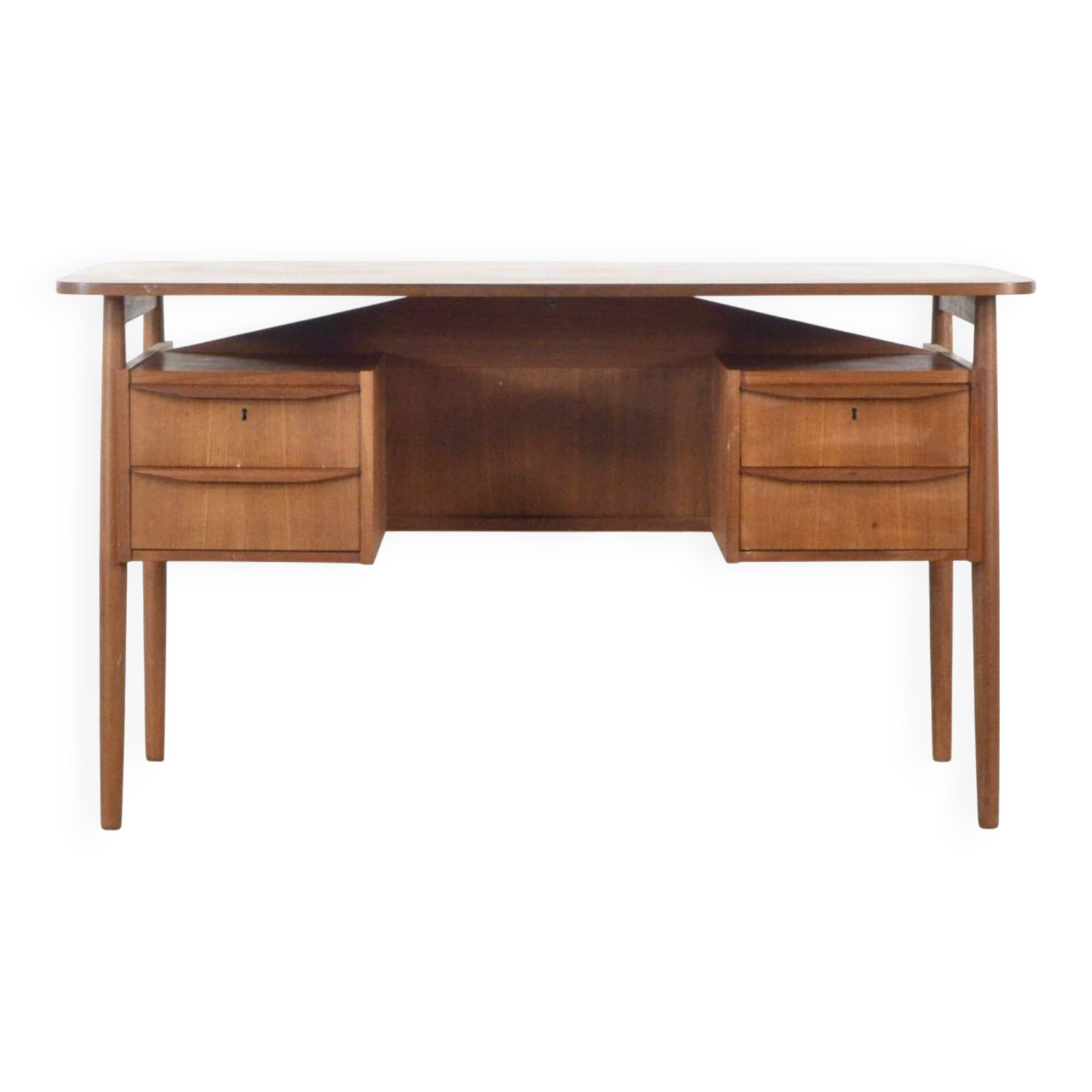 Midcentury Danish Teak Desk By Gunnar Nielsen For Tibergaard.