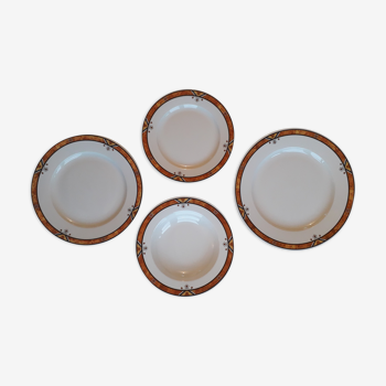 Set of 4 porcelain plates from Sarreguemines - pyroblan - cordoba model