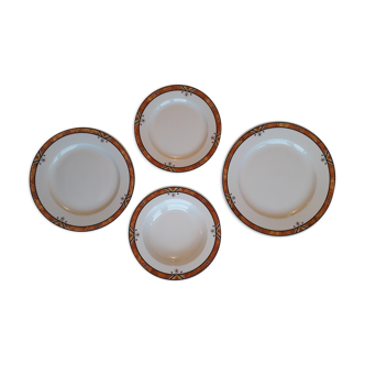 Set of 4 porcelain plates from Sarreguemines - pyroblan - cordoba model