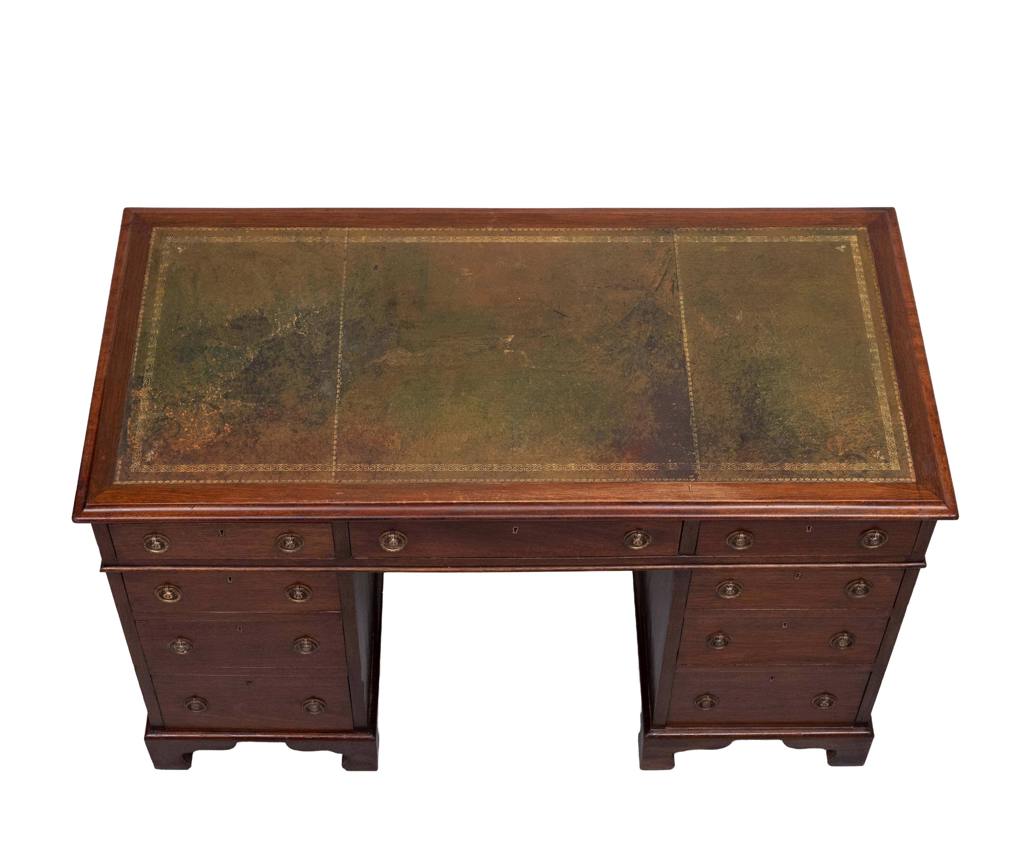 Antique English Mahogany pedestal Desk 1850s