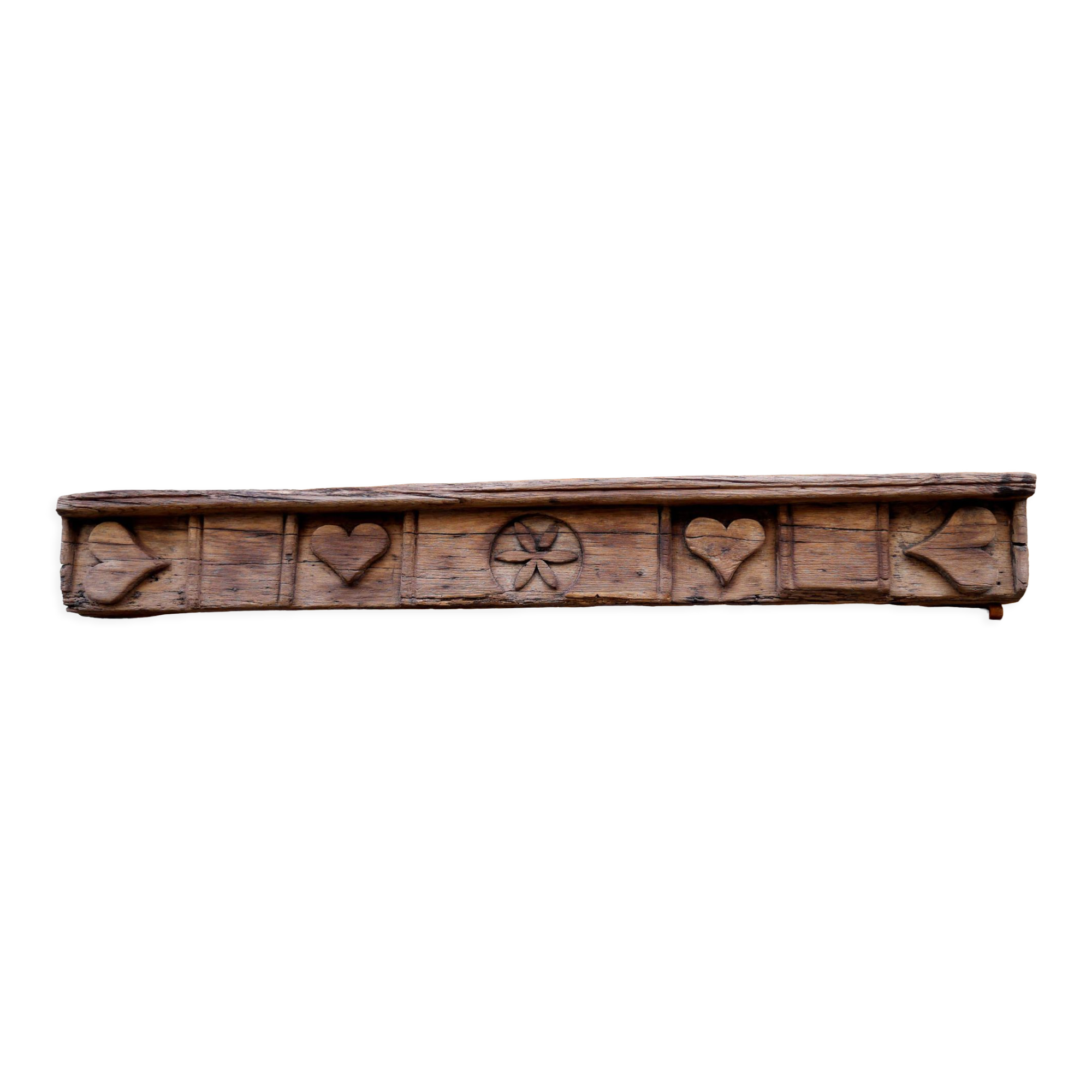 Old pediment beam carved lintel fireplace heart rosette