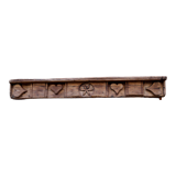 Old pediment beam carved lintel fireplace heart rosette