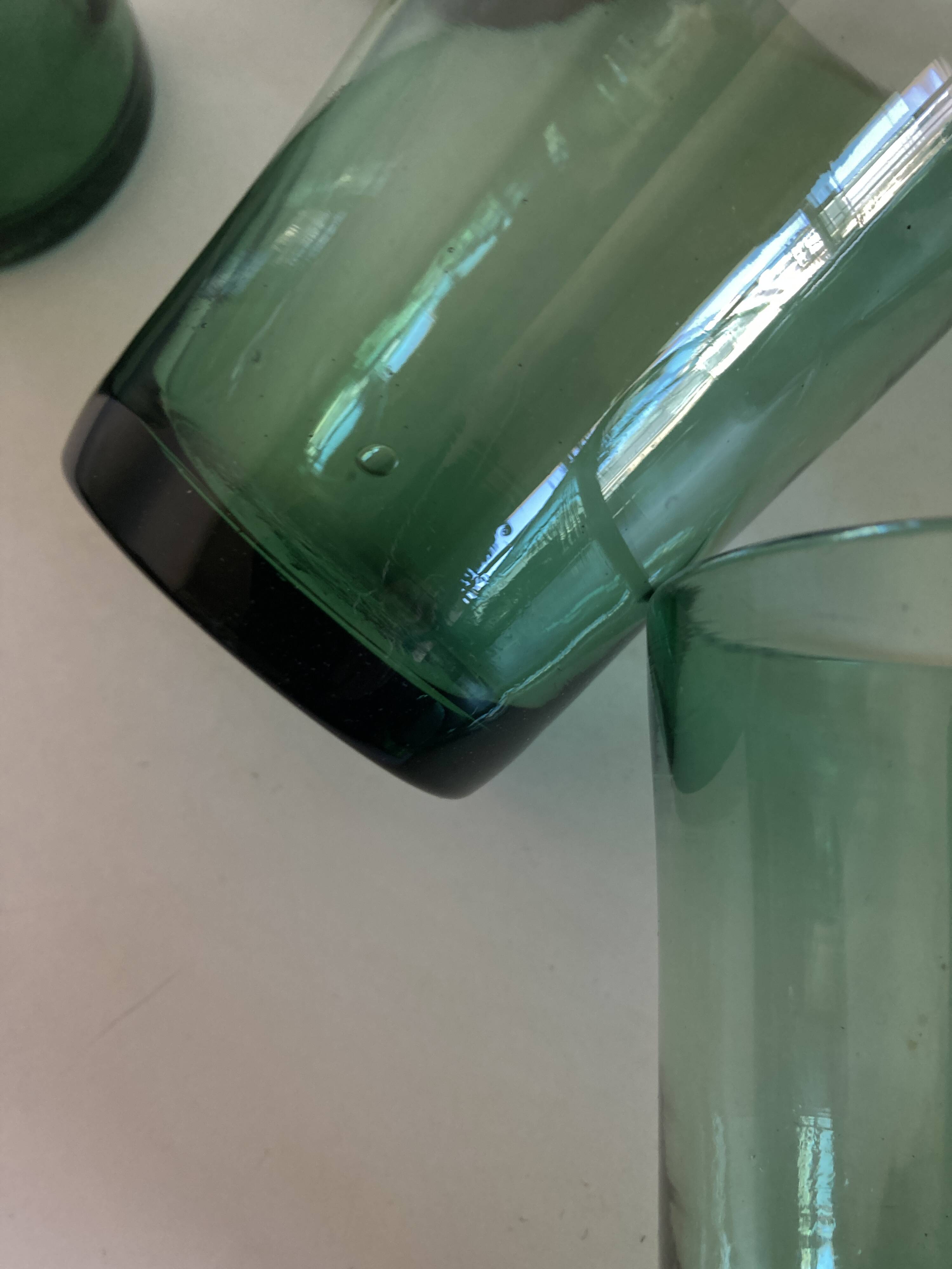 Set of 6 green rosemary blown tumbler glasses 1960