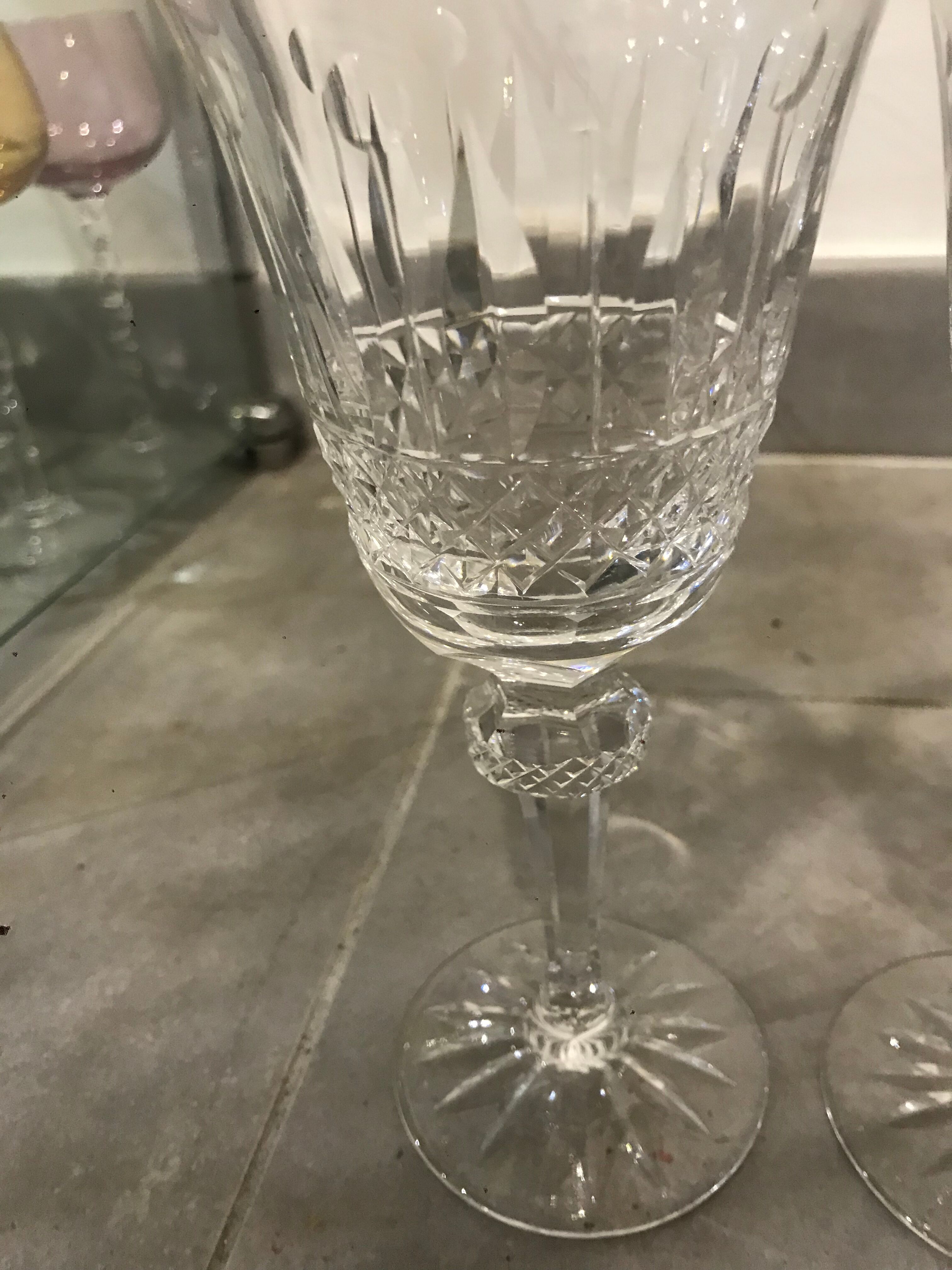 4 glasses of Lorraine crystal wine