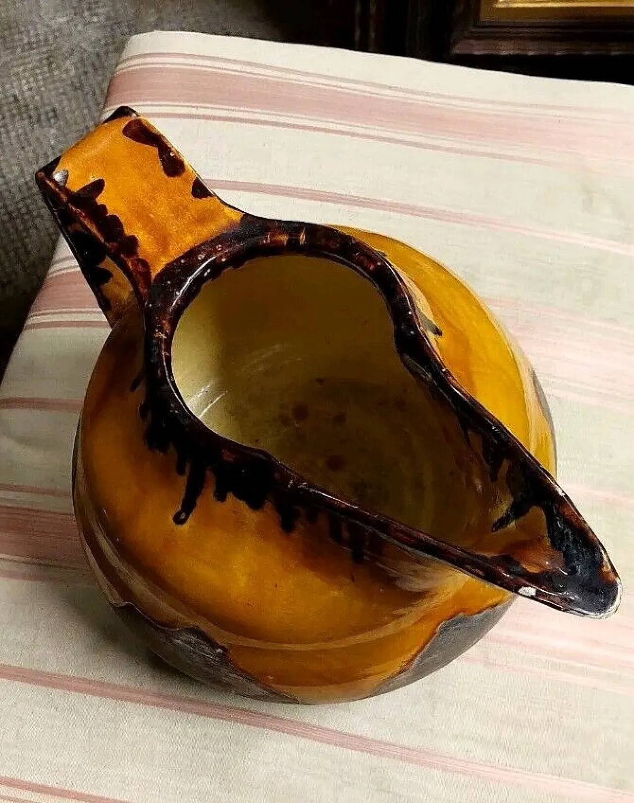 Glazed ceramic pitcher by Zaccagnini, 1930s