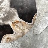 Small black, white and gray petrified wood side table H28cm D:18.5