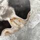 Small black, white and gray petrified wood side table H28cm D:18.5