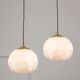 Mid-Century Italian Brass & Opaline Pendant Lamp
