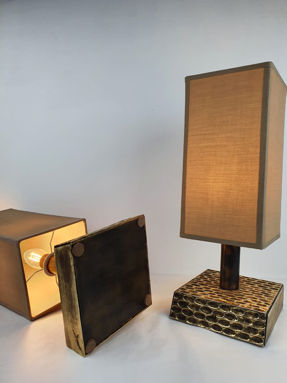 Pair of brutalist lamps