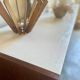 Large vintage sideboard 248 cm – wood & white mineral concrete top –