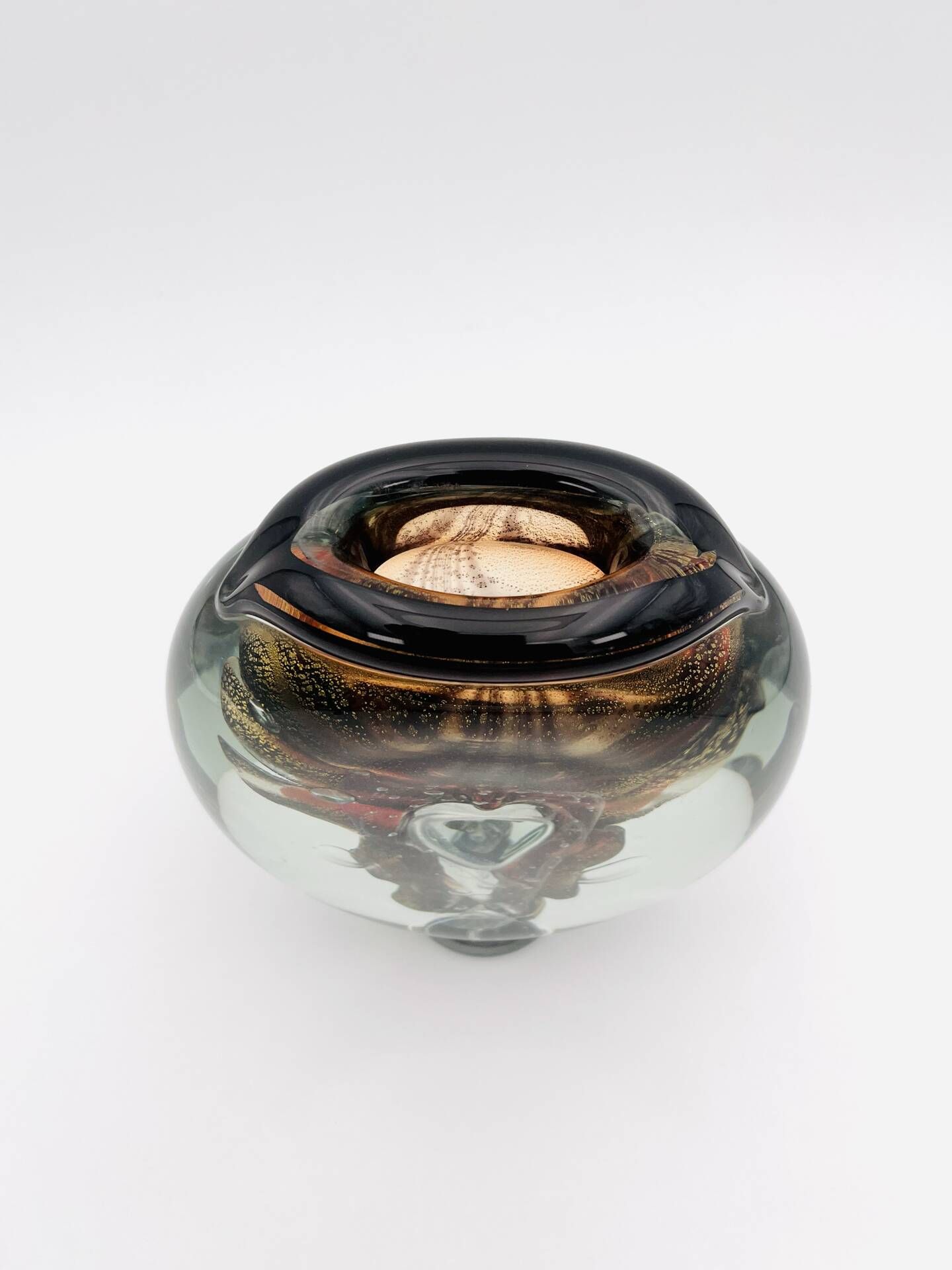 Sculptural Vase Robert Pierini Studio Glass 1994 Signed - Copper & Gold