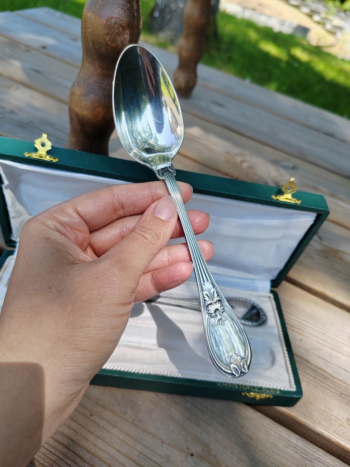 Christofle fork and spoon set in silver metal