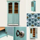 Vintage grey-green glass cabinet from the 1960s.
