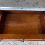 Table de chevet style Louis XVI, marbre de Carrare et acajou