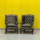 Vintage leather chesterfield wingback armchair-(price is for one Chair)