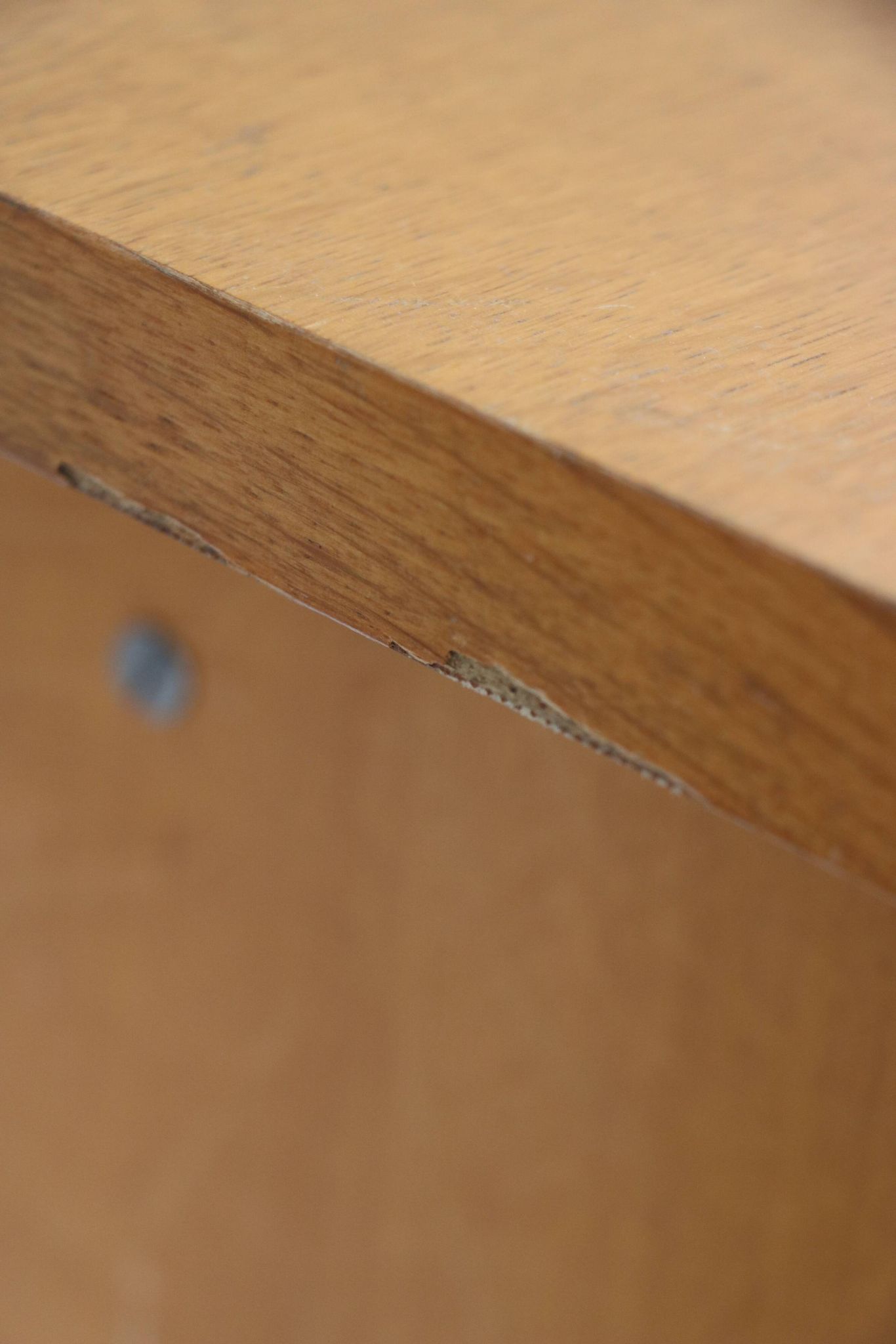 Oak desk, splayed legs, drawers, 1960.