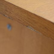 Oak desk, splayed legs, drawers, 1960.