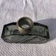 Art Deco smoked glass vase engraved silver metal collar
