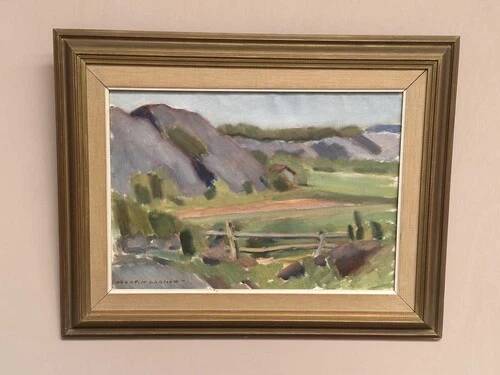 Oil on Canvas “Serene Landscape” by Martin Larson, Vintage & Framed