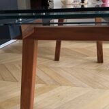 Extensible Bonaldo table in glass and wood – Italian design from the 90s.